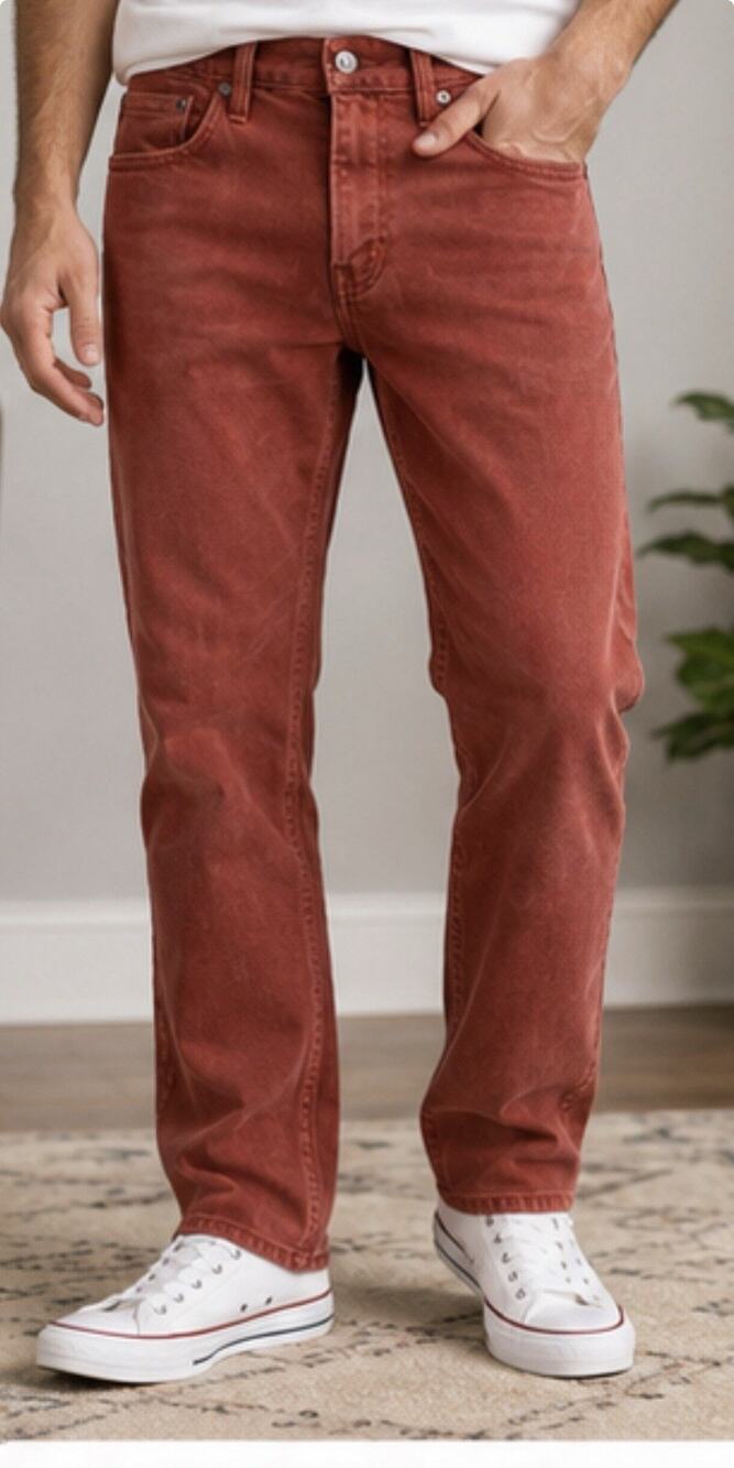 Levi’s 514 Straight Fit Jeans Red Garment Dyed Men’s 31x32 Denim Pants